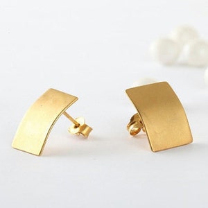 Rectangular Gold Studs, Gold Studs, Mod Deco Studs, Rectangular Gold Earrings, Geometric Earrings image 1