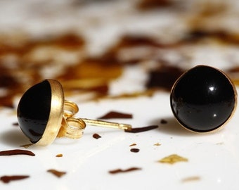 Onyx Stud Earrings, Black Onyx Earrings, Black Onyx Studs, Black Gemstone Jewelry, Black Gemstone Earrings, 8mm Black Onyx