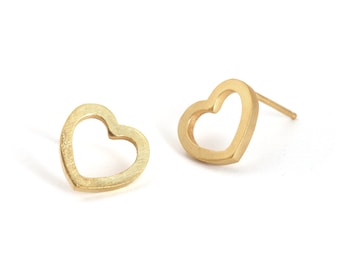 Heart Stud Earrings – 14K Gold Studs – Great Gift for Daughter