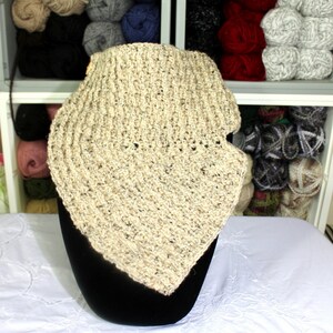 Handmade Banlynn Cowl Crocheted Lion Brand Vanna&#39;s Choice in Oatmeal, Wooden Buttons Adult Size