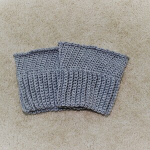 Handmade Crochet Maia Boot Cuffs Big Twist Yarn in Gray 12&quot;  X 6 1/2&quot; High Free Shipping