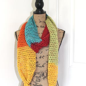 Handmade Crochet Scarf, Caron Cakes Yarn in Rainbow Sprinkles, L 86&quot;, W 7&quot;