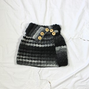 Handmade Crochet Finleigh Cape, Shrug, Sweater Loops and Threads Powdery in Black & Grays Toddler Size