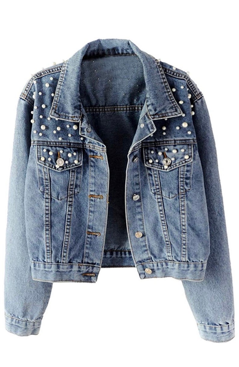 Bridal Jean Jacket With Pearls Etsy
