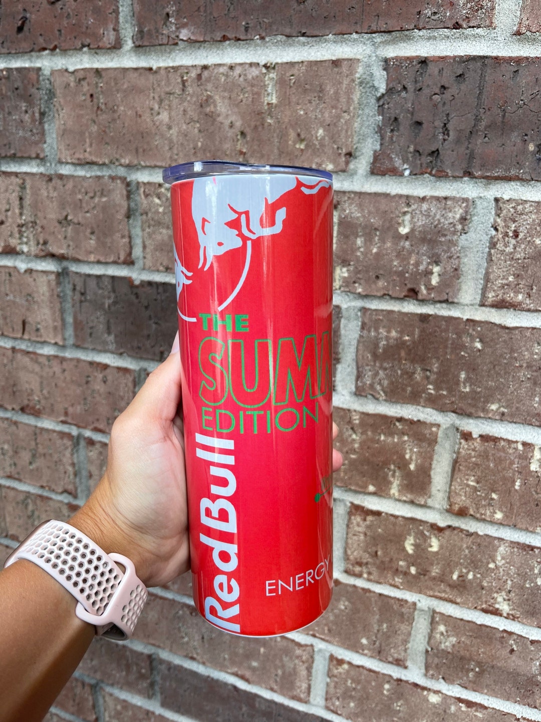 Watermelon Red Bull Tumbler L Watermelon Red Bull Cup L Etsy