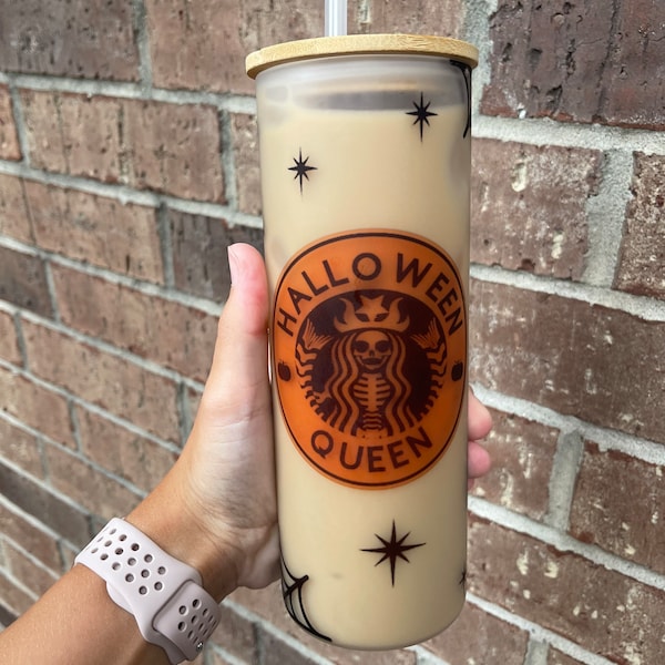 Halloween Queen Tall Glass l Halloween witch cup l Halloween cup l Spooky Season Cup l Fall witch cup l Halloween Queen Glass Cup