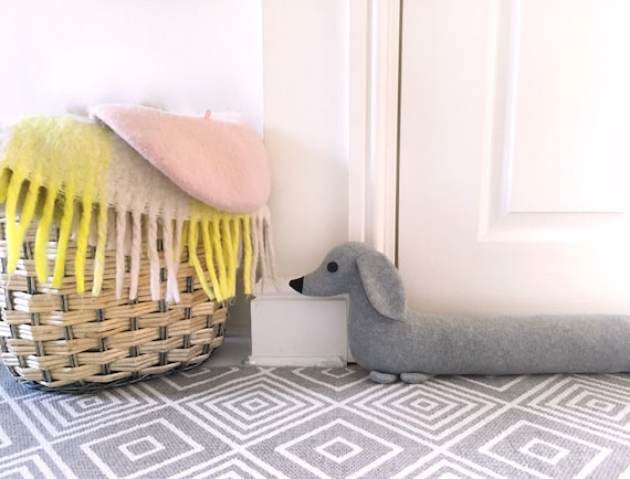 Handmade fabric storage basket tub Beige Black Dachshunds Dogs /& Stripes
