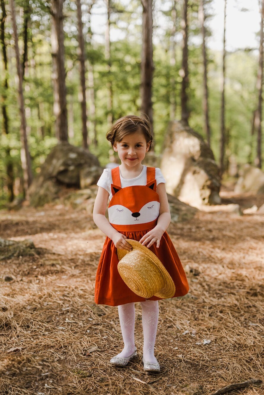 Fox Pinafore Dress Cute Dress for Girls - Etsy
