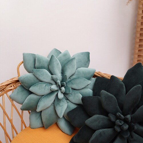 Velvet Succulent pillow, cactus cushion