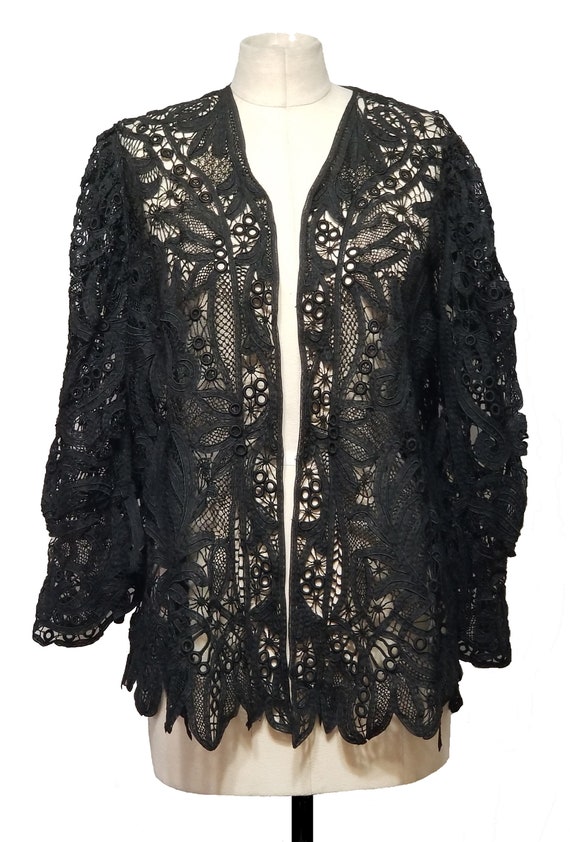 Black Edwardian Battenburg Lace Jacket