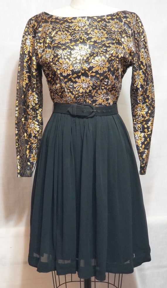 slim fit dress slacks Black Chiffon with Gold Beaded Sweep Train Mermaid Prom Dresses APD2991 main image 0