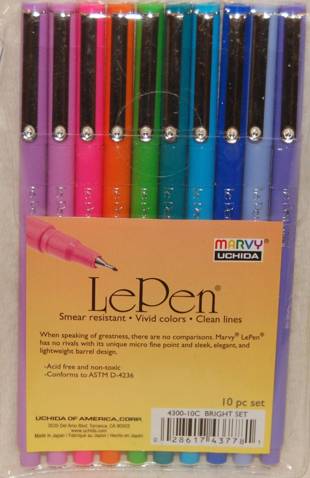 Marvy Uchida 4300-10A Le Pen Acid-Free Non-Toxic Pen, Micro Fine