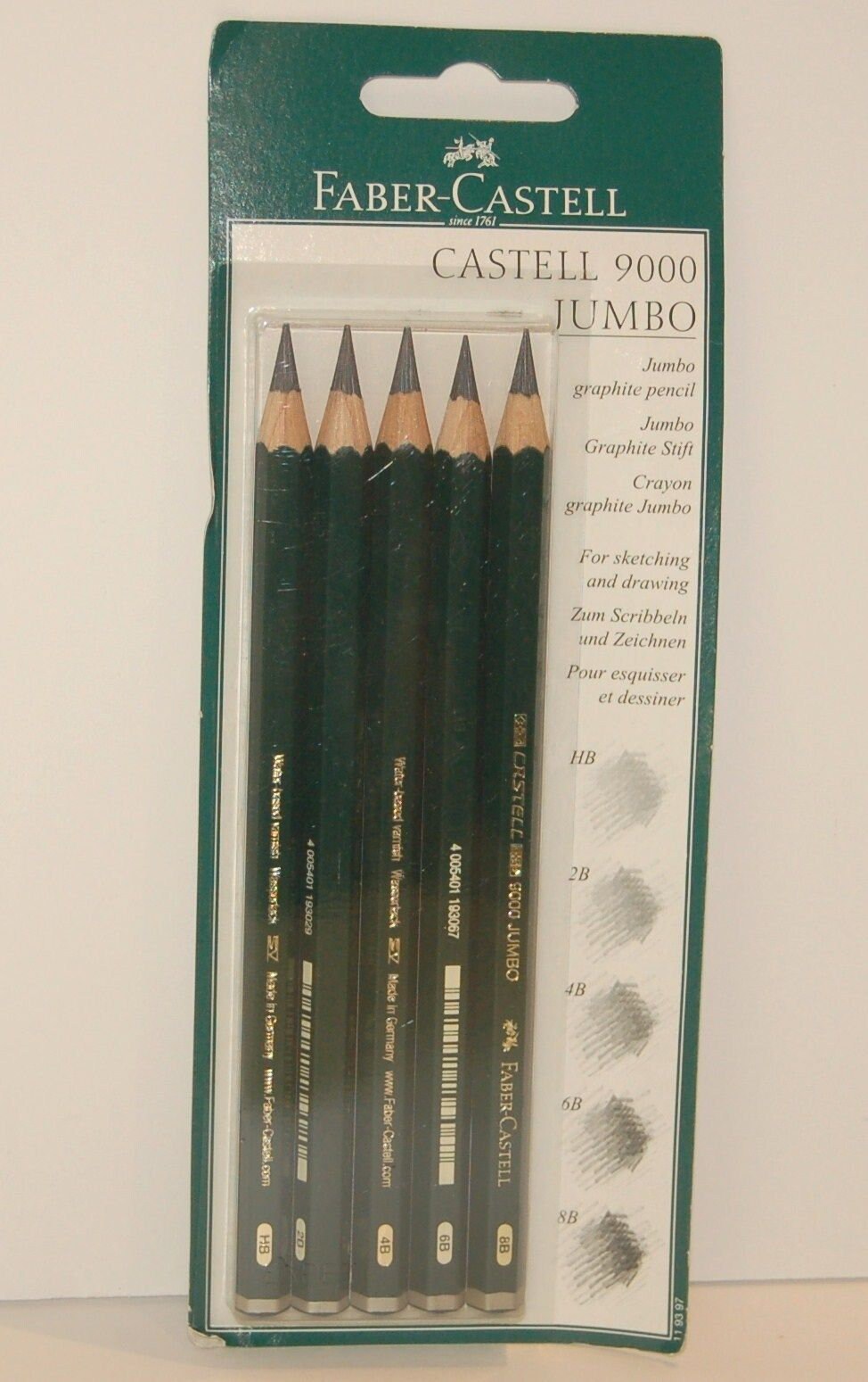 Faber Castell 9000 Series Jumbo Graphite Pencil 5 Pc Set Hb 2b Etsy Norway