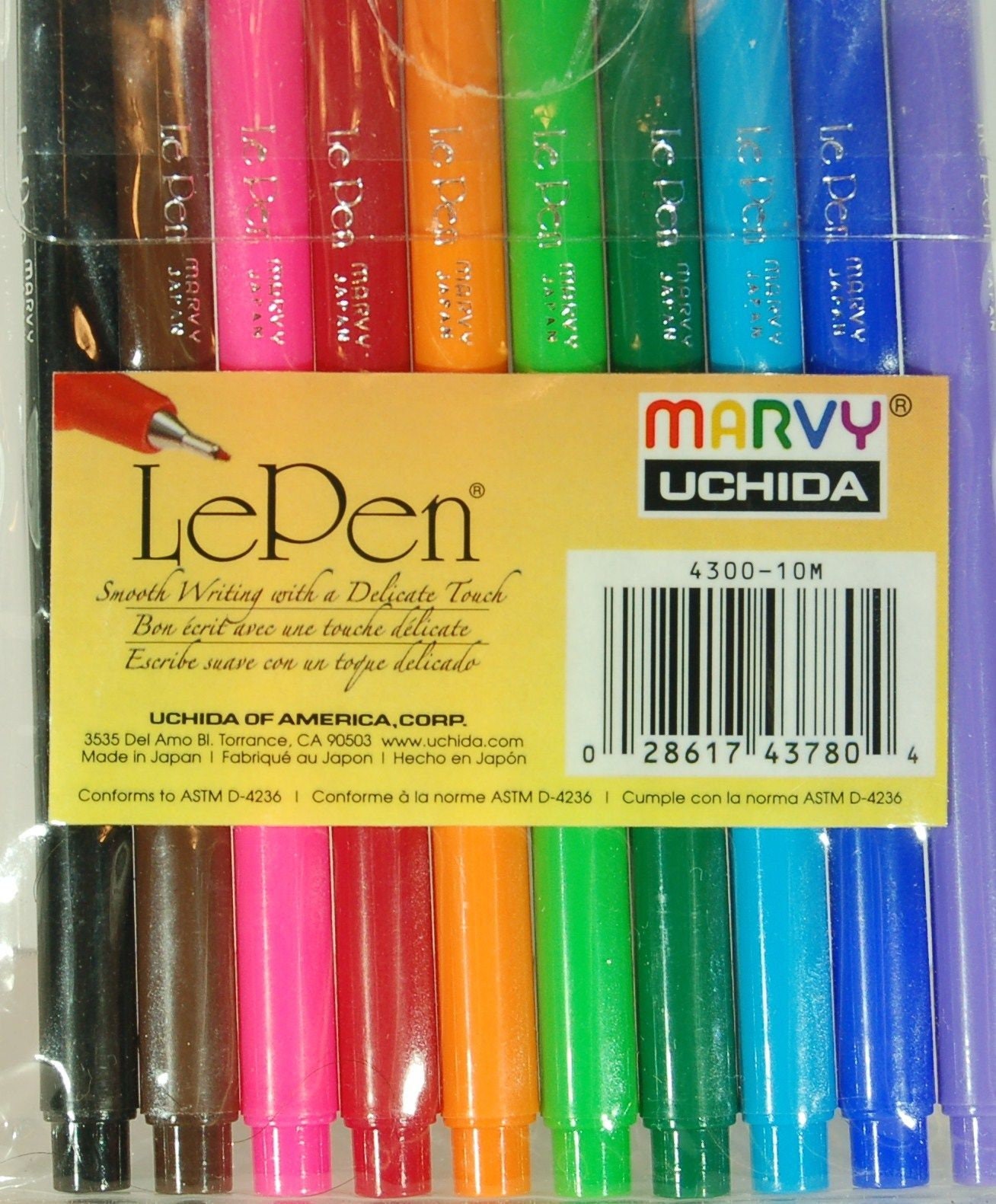 Marvy Uchida LePen Fine Line Marker Set - Neon Colors, Set of 4