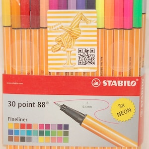 Stabilo 30 Point 88 Fineliner Pens 0.4 mm 5x neon 8830-1 Made In Germany