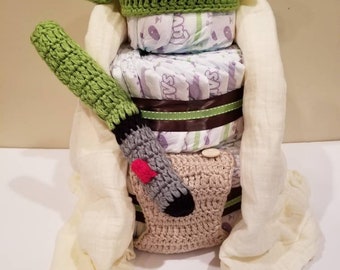 baby yoda diaper cake