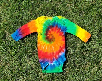 Tie Dye 6-9 Month Baby rainbow long sleeved onesie baby tye dye boho baby infant bodysuit hippy baby rainbow tie dye kids tie dye