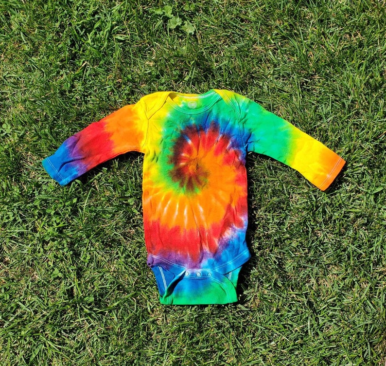 Tie Dye 6-9 Month Baby rainbow long sleeved onesie baby tye dye boho baby infant bodysuit hippy baby rainbow tie dye kids tie dye