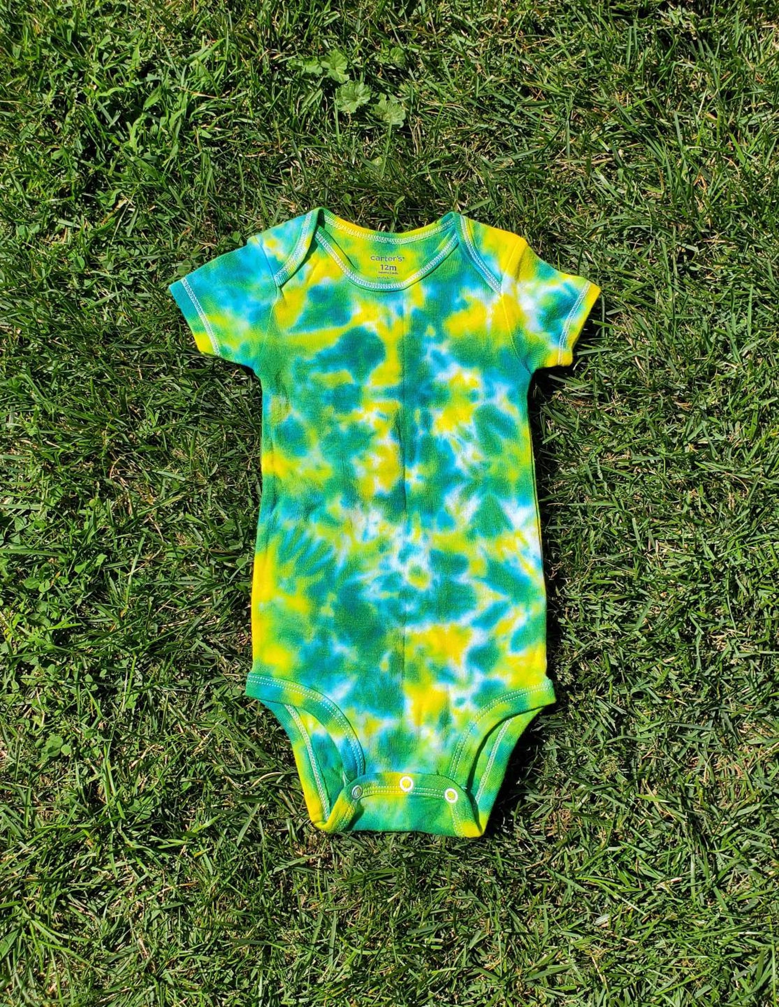 Tie Dye 12 Month Baby Onesie tye dye onesie green and yellow Etsy
