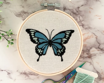 EMBROIDERY PATTERN - Blue Butterfly