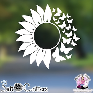 Butterfly Sunflower Decal, Sunflower with Butterflies, Butterfly Sunflower, Sunflower with Butterfly Leaves, Decal, Vinyl Decal, Sticker