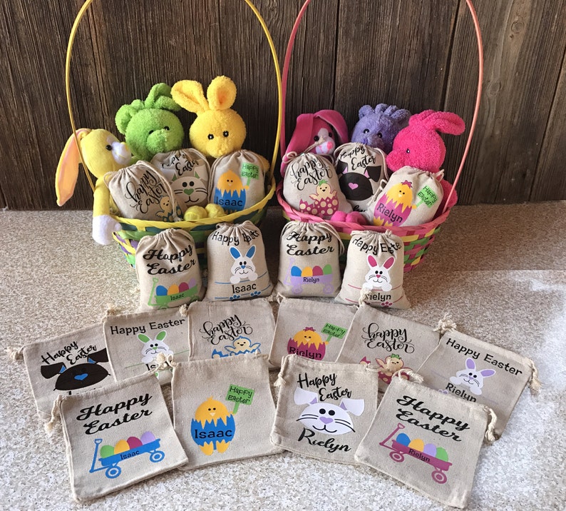 Personalized Easter Sacks, Personalized Easter Basket, Easter Sack, Easter Basket, Easter Treat Sack, Easter Treat Bag, Easter Bag image 2