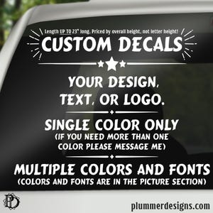 Custom Car Decal, Custom Window Decal, Vinyl Sticker, Vinyl Car Sticker, Create Your Own
