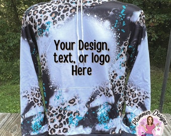 Custom Hoodie, Personalized Hoodie, Custom Sweatshirt, Personalized Sweatshirt, Turquoise, Leopard Print, Cheetah Print