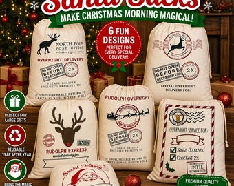 Saco de Papá Noel personalizado, Saco de Papá Noel a medida, Bolsa de Navidad personalizada, Bolsa de Navidad a medida, Regalo de Navidad