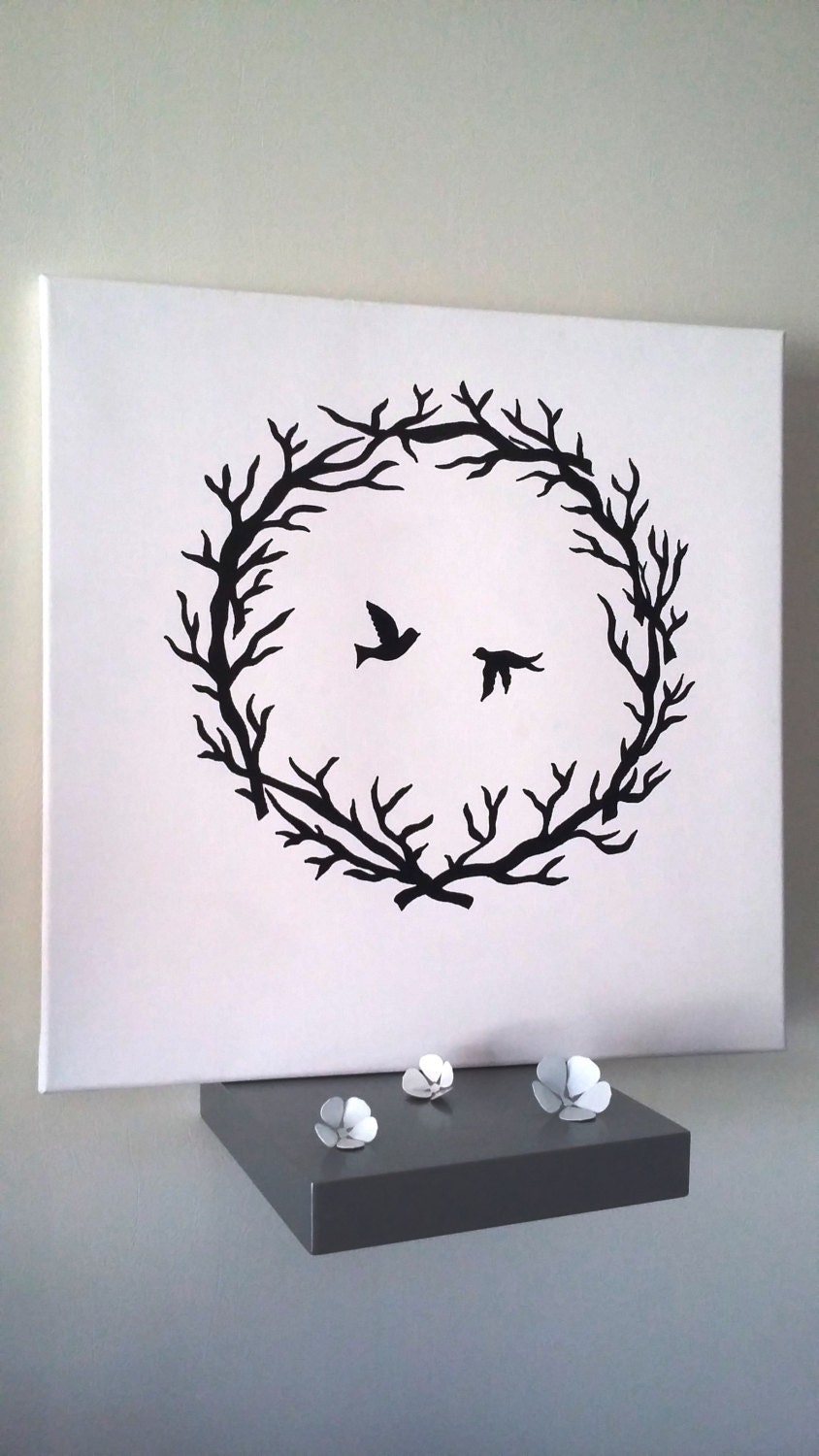 Arbre à Empreintes Couronne sur Une Toile Carrée Pour 100 - 150 Personnes.entièrement Réalisé La Mai