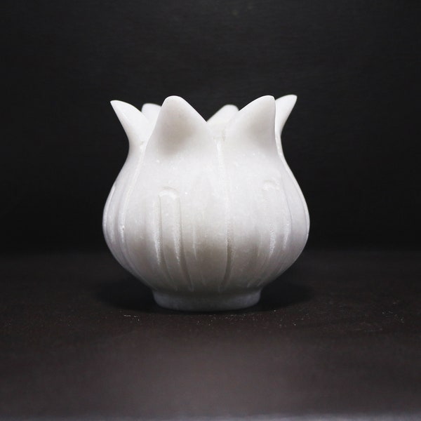 Handicraft Handmade Marble Lotus Designed Bowl Pot-