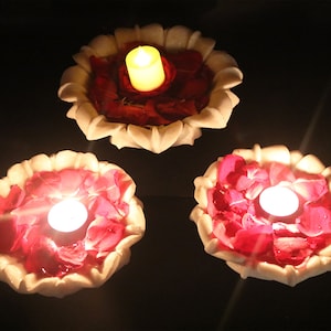 Beautiful Handcrafted Bowl for Floating Flowers and Tea Light Candles Marble Flower Floater Set Of 3 |