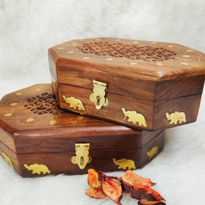 Handmade Wooden Jewellery Box for Women Wood Jewel Organizer Hand Carved Home Décor | Gift Item  I Set Of 2