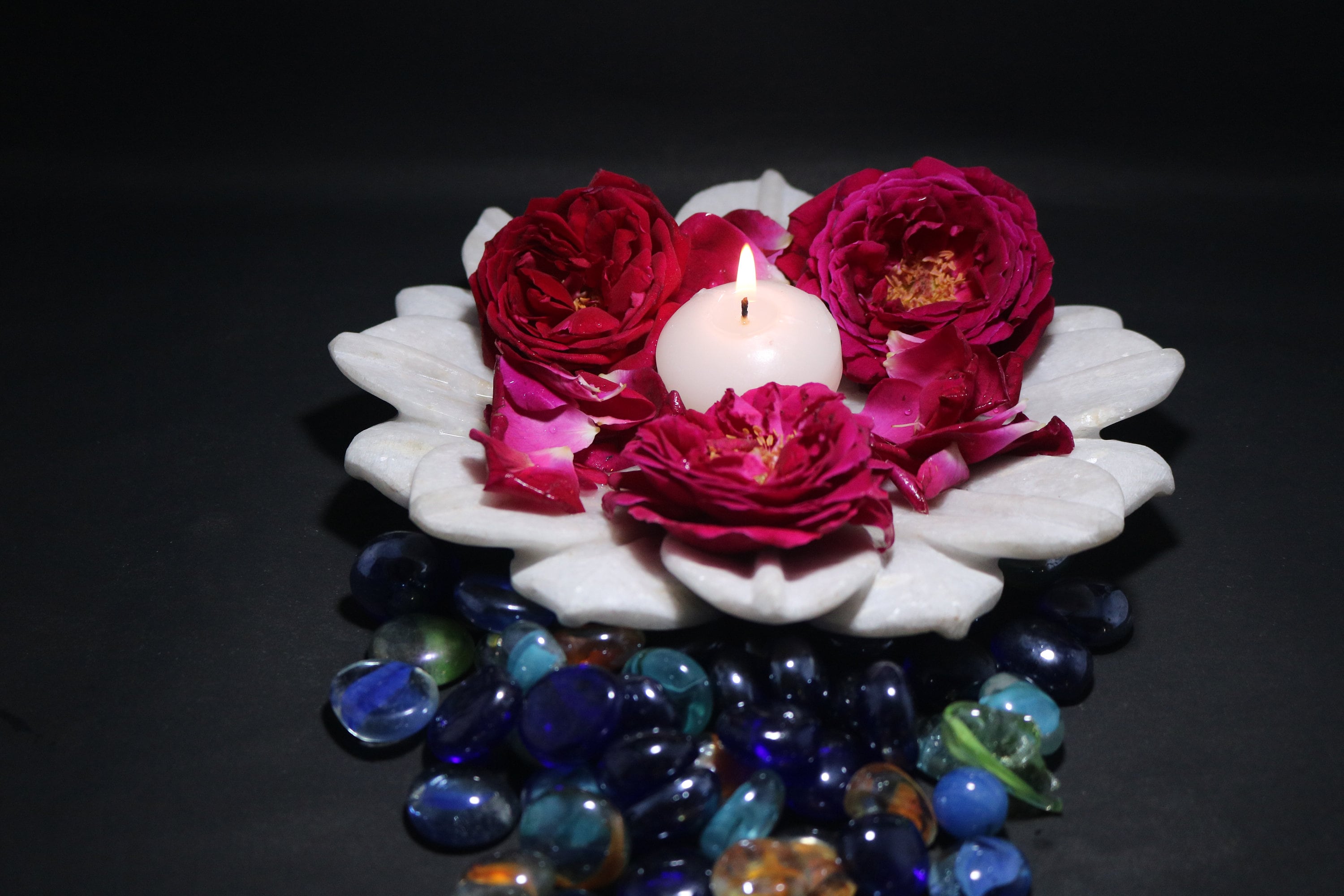 Marble Urili 6 and 8 Inch Marble Flower Bowl, Decorative Lotus ...