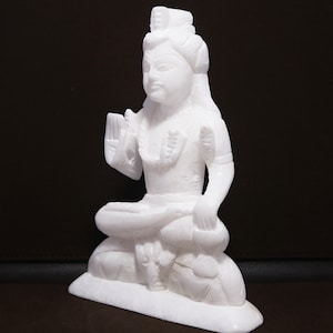 6.5 Inches White Marble Lord Shiva Statue God of Love A for Every Occasion.