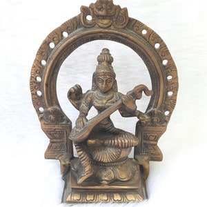 Brass Saraswati Goddess Idol