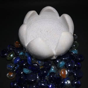 2 Set Marble Bowl Flower Floater Bowl, Uruli, Flower Bowl, Marble Bowl 12 cm