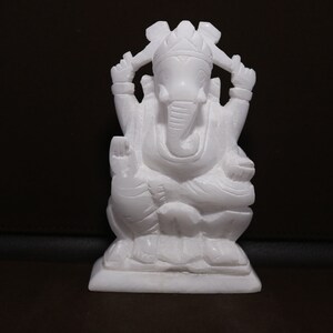 Indian Art Handmade Lord Ganesha Statue White Marble Home Decor Gifts Items 6.5 Inch