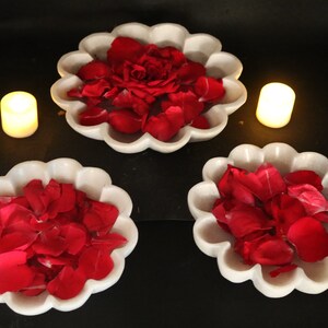 Handmade White Marble Decorative Bowl ,Marble Lotus Bowl, Marble Lotus Pot, Marble Urli, Marble Flower Floater Set Of 3