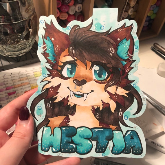 pics Cat Fursona Badge traditional furry badge