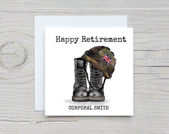 Personalised Any rank, ARMY retirement card *Free UK postage*