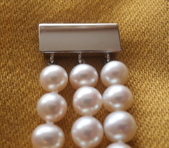 Akoya natural pearls, 750/18k solid white gold 3 … - image 2