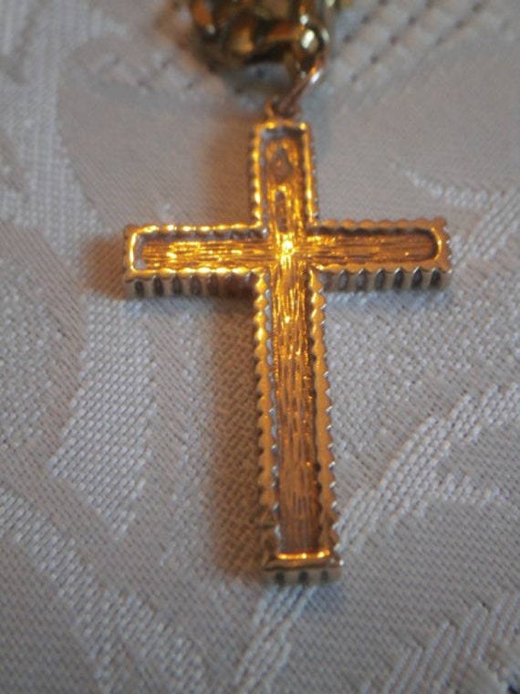 9K solid gold textured cross/crucifix pendant 4CM… - image 1