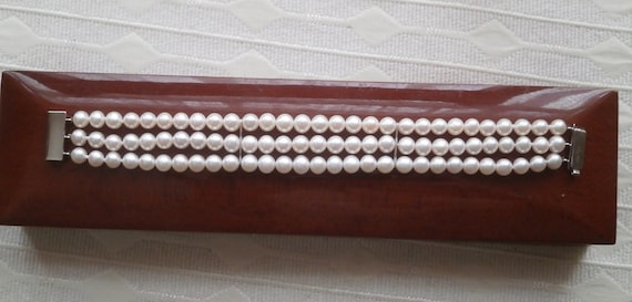 Akoya natural pearls, 750/18k solid white gold 3 … - image 6