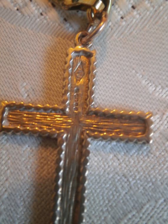 9K solid gold textured cross/crucifix pendant 4CM… - image 3