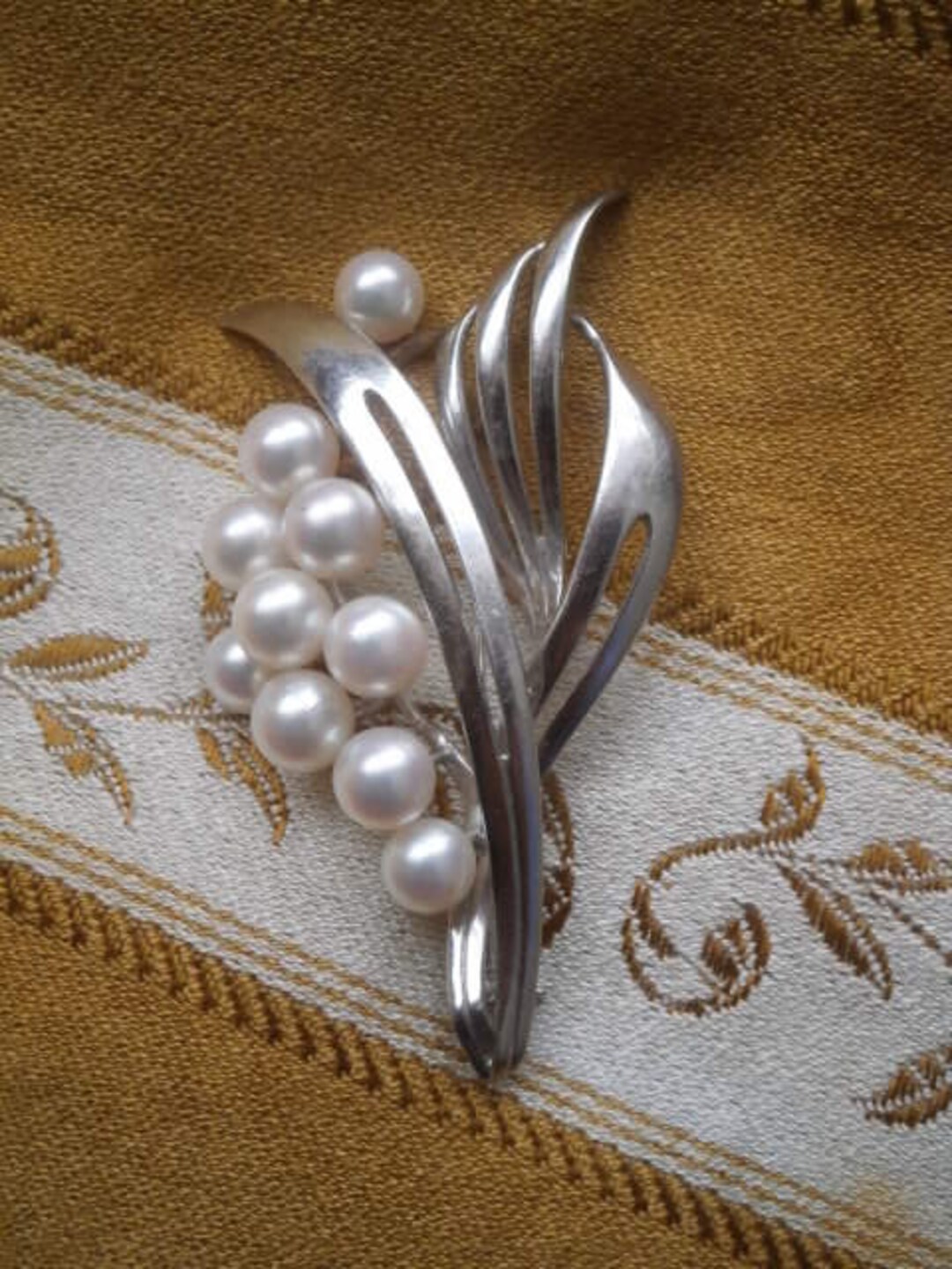 14K Solid White Gold Vintage Mikimoto 7mm Natural Akoya