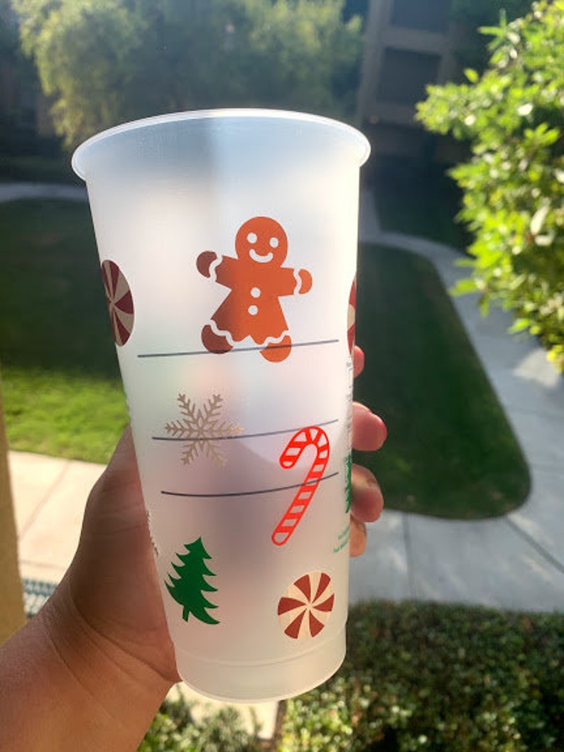Holiday Themed Starbucks Reusable Cold Cup Snowflakes Etsy