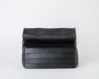 Black Paneled Folded Lunch Bag