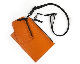 Orange Bag And Wallet Set