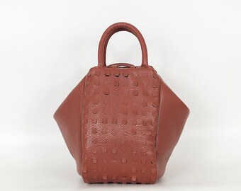 Terracotta Convertible Leather Handbag
